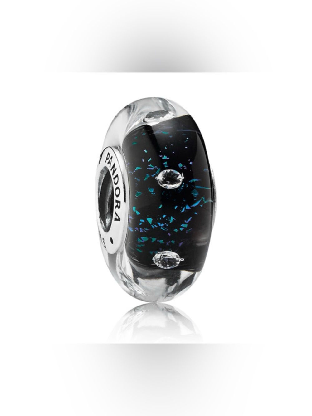 Authentic Pandora Retired Midnight Blue/CZ Effervescence Murano Glass S925 Ale